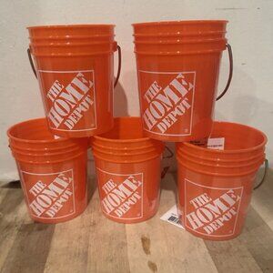 5 pc LOT - LIMITED ED HOME DEPOT 3.75" Mini Ornament Orange Bucket 0.5-Quart